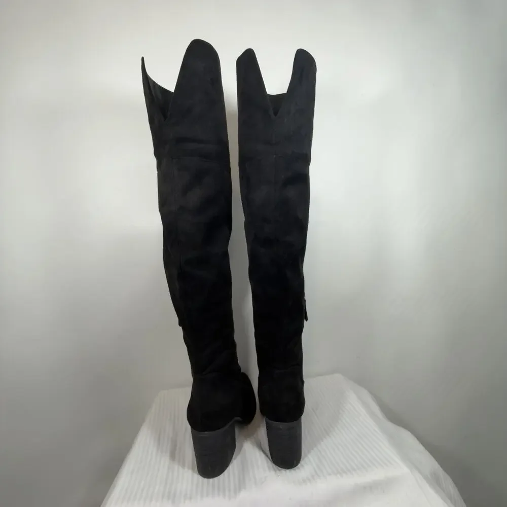 B.P. Nordstrom Black Luke Stretch Over Knee Boots Block Heel Pull On Size 9